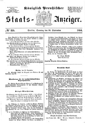 Königlich Preußischer Staats-Anzeiger (Allgemeine preußische Staats-Zeitung) Sonntag 24. September 1854