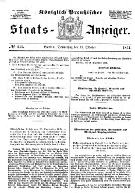 Königlich Preußischer Staats-Anzeiger (Allgemeine preußische Staats-Zeitung) Donnerstag 12. Oktober 1854