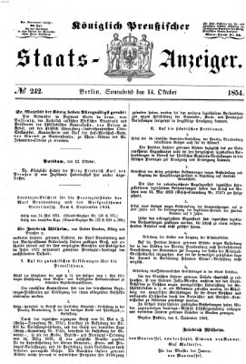 Königlich Preußischer Staats-Anzeiger (Allgemeine preußische Staats-Zeitung) Samstag 14. Oktober 1854