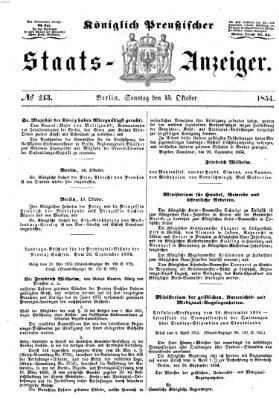 Königlich Preußischer Staats-Anzeiger (Allgemeine preußische Staats-Zeitung) Sonntag 15. Oktober 1854