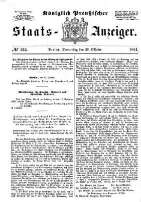 Königlich Preußischer Staats-Anzeiger (Allgemeine preußische Staats-Zeitung) Donnerstag 26. Oktober 1854