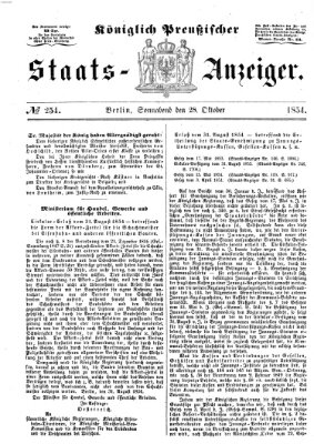 Königlich Preußischer Staats-Anzeiger (Allgemeine preußische Staats-Zeitung) Samstag 28. Oktober 1854