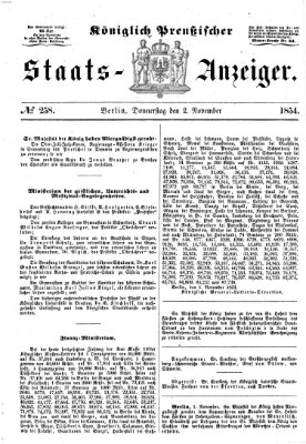 Königlich Preußischer Staats-Anzeiger (Allgemeine preußische Staats-Zeitung) Donnerstag 2. November 1854