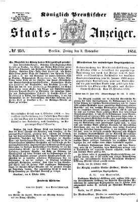 Königlich Preußischer Staats-Anzeiger (Allgemeine preußische Staats-Zeitung) Freitag 3. November 1854