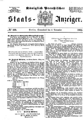 Königlich Preußischer Staats-Anzeiger (Allgemeine preußische Staats-Zeitung) Samstag 4. November 1854