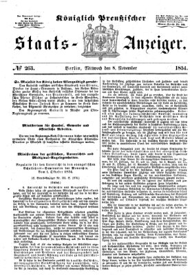 Königlich Preußischer Staats-Anzeiger (Allgemeine preußische Staats-Zeitung) Mittwoch 8. November 1854