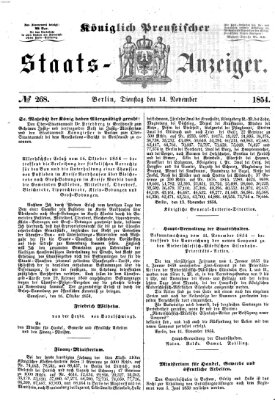 Königlich Preußischer Staats-Anzeiger (Allgemeine preußische Staats-Zeitung) Dienstag 14. November 1854