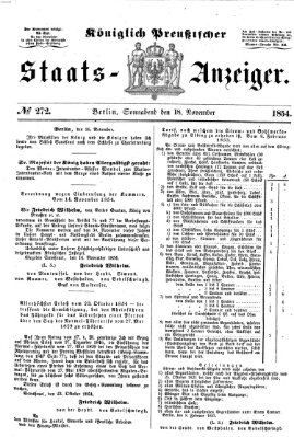 Königlich Preußischer Staats-Anzeiger (Allgemeine preußische Staats-Zeitung) Samstag 18. November 1854