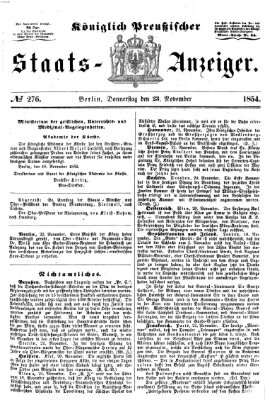 Königlich Preußischer Staats-Anzeiger (Allgemeine preußische Staats-Zeitung) Donnerstag 23. November 1854