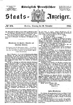 Königlich Preußischer Staats-Anzeiger (Allgemeine preußische Staats-Zeitung) Sonntag 26. November 1854