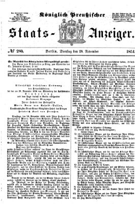 Königlich Preußischer Staats-Anzeiger (Allgemeine preußische Staats-Zeitung) Dienstag 28. November 1854