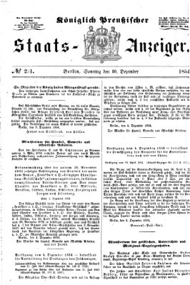 Königlich Preußischer Staats-Anzeiger (Allgemeine preußische Staats-Zeitung) Sonntag 10. Dezember 1854