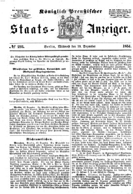 Königlich Preußischer Staats-Anzeiger (Allgemeine preußische Staats-Zeitung) Mittwoch 13. Dezember 1854