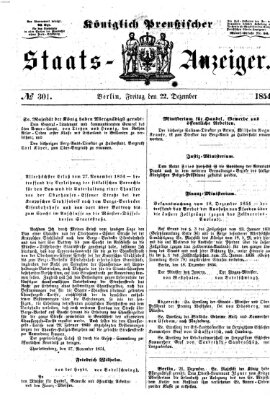 Königlich Preußischer Staats-Anzeiger (Allgemeine preußische Staats-Zeitung) Freitag 22. Dezember 1854