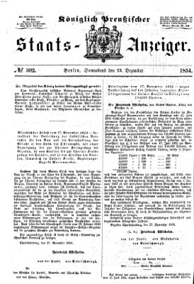 Königlich Preußischer Staats-Anzeiger (Allgemeine preußische Staats-Zeitung) Samstag 23. Dezember 1854