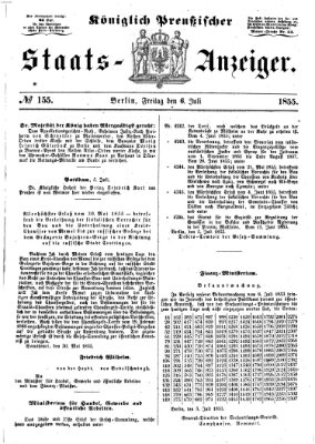 Königlich Preußischer Staats-Anzeiger (Allgemeine preußische Staats-Zeitung) Freitag 6. Juli 1855