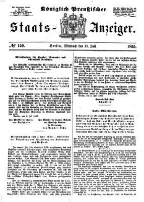 Königlich Preußischer Staats-Anzeiger (Allgemeine preußische Staats-Zeitung) Mittwoch 11. Juli 1855