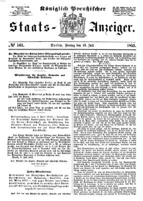 Königlich Preußischer Staats-Anzeiger (Allgemeine preußische Staats-Zeitung) Freitag 13. Juli 1855