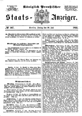 Königlich Preußischer Staats-Anzeiger (Allgemeine preußische Staats-Zeitung) Freitag 20. Juli 1855