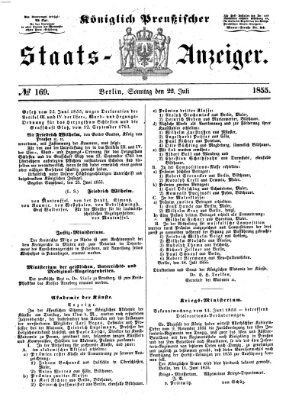 Königlich Preußischer Staats-Anzeiger (Allgemeine preußische Staats-Zeitung) Sonntag 22. Juli 1855