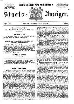 Königlich Preußischer Staats-Anzeiger (Allgemeine preußische Staats-Zeitung) Mittwoch 1. August 1855