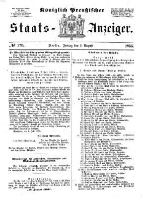 Königlich Preußischer Staats-Anzeiger (Allgemeine preußische Staats-Zeitung) Freitag 3. August 1855