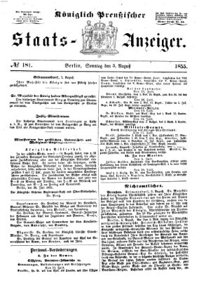 Königlich Preußischer Staats-Anzeiger (Allgemeine preußische Staats-Zeitung) Sonntag 5. August 1855