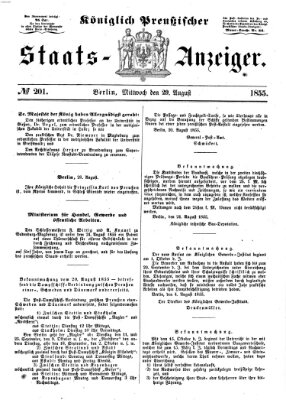 Königlich Preußischer Staats-Anzeiger (Allgemeine preußische Staats-Zeitung) Mittwoch 29. August 1855