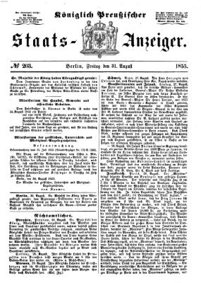 Königlich Preußischer Staats-Anzeiger (Allgemeine preußische Staats-Zeitung) Freitag 31. August 1855