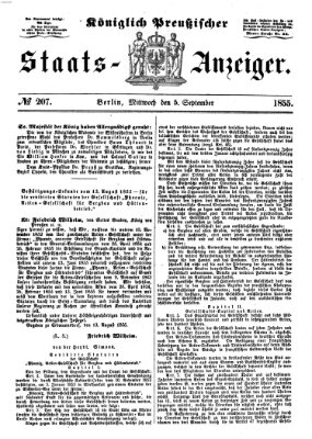 Königlich Preußischer Staats-Anzeiger (Allgemeine preußische Staats-Zeitung) Mittwoch 5. September 1855