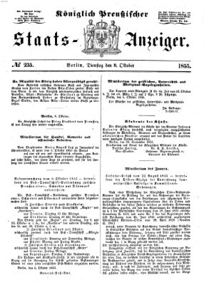 Königlich Preußischer Staats-Anzeiger (Allgemeine preußische Staats-Zeitung) Dienstag 9. Oktober 1855