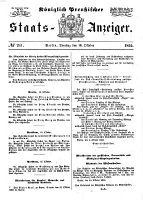 Königlich Preußischer Staats-Anzeiger (Allgemeine preußische Staats-Zeitung) Dienstag 16. Oktober 1855