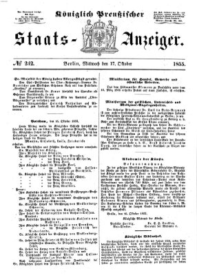 Königlich Preußischer Staats-Anzeiger (Allgemeine preußische Staats-Zeitung) Mittwoch 17. Oktober 1855