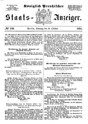 Königlich Preußischer Staats-Anzeiger (Allgemeine preußische Staats-Zeitung) Sonntag 21. Oktober 1855