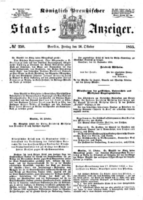 Königlich Preußischer Staats-Anzeiger (Allgemeine preußische Staats-Zeitung) Freitag 26. Oktober 1855