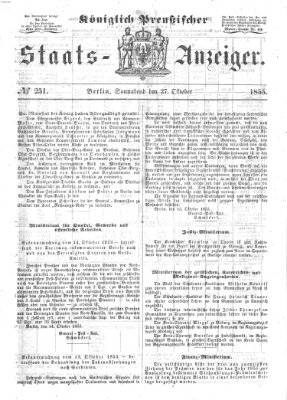 Königlich Preußischer Staats-Anzeiger (Allgemeine preußische Staats-Zeitung) Samstag 27. Oktober 1855