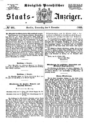 Königlich Preußischer Staats-Anzeiger (Allgemeine preußische Staats-Zeitung) Donnerstag 8. November 1855