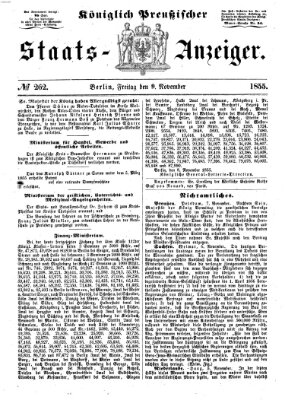 Königlich Preußischer Staats-Anzeiger (Allgemeine preußische Staats-Zeitung) Freitag 9. November 1855