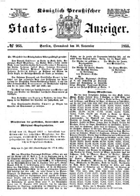 Königlich Preußischer Staats-Anzeiger (Allgemeine preußische Staats-Zeitung) Samstag 10. November 1855