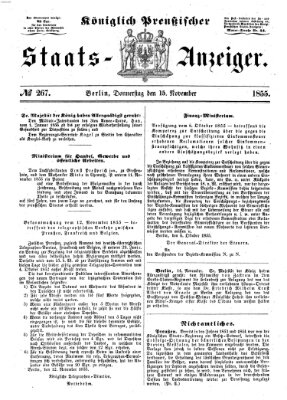 Königlich Preußischer Staats-Anzeiger (Allgemeine preußische Staats-Zeitung) Donnerstag 15. November 1855