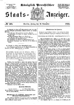 Königlich Preußischer Staats-Anzeiger (Allgemeine preußische Staats-Zeitung) Freitag 16. November 1855