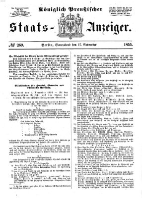 Königlich Preußischer Staats-Anzeiger (Allgemeine preußische Staats-Zeitung) Samstag 17. November 1855