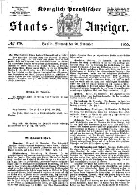 Königlich Preußischer Staats-Anzeiger (Allgemeine preußische Staats-Zeitung) Mittwoch 28. November 1855