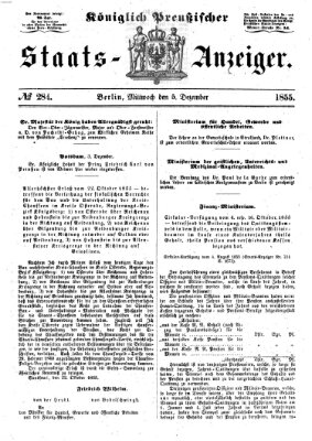 Königlich Preußischer Staats-Anzeiger (Allgemeine preußische Staats-Zeitung) Mittwoch 5. Dezember 1855