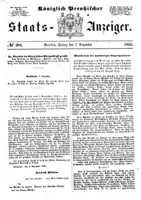 Königlich Preußischer Staats-Anzeiger (Allgemeine preußische Staats-Zeitung) Freitag 7. Dezember 1855