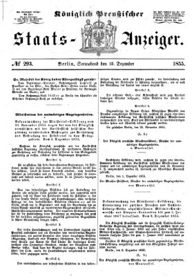 Königlich Preußischer Staats-Anzeiger (Allgemeine preußische Staats-Zeitung) Samstag 15. Dezember 1855