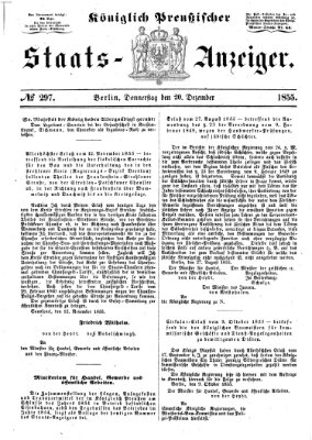 Königlich Preußischer Staats-Anzeiger (Allgemeine preußische Staats-Zeitung) Donnerstag 20. Dezember 1855