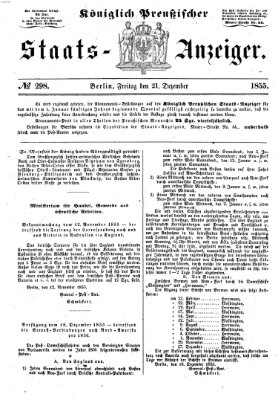 Königlich Preußischer Staats-Anzeiger (Allgemeine preußische Staats-Zeitung) Freitag 21. Dezember 1855