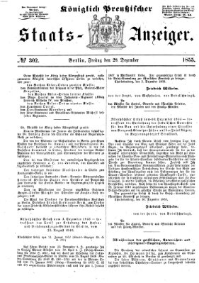 Königlich Preußischer Staats-Anzeiger (Allgemeine preußische Staats-Zeitung) Freitag 28. Dezember 1855