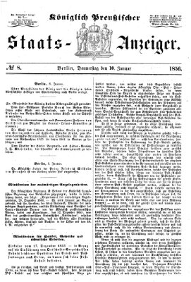 Königlich Preußischer Staats-Anzeiger (Allgemeine preußische Staats-Zeitung) Donnerstag 10. Januar 1856